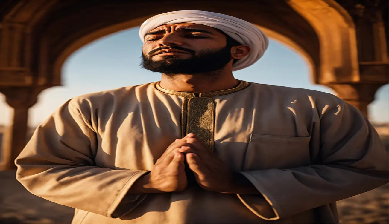 A Muslim man deep in prayer to Allah