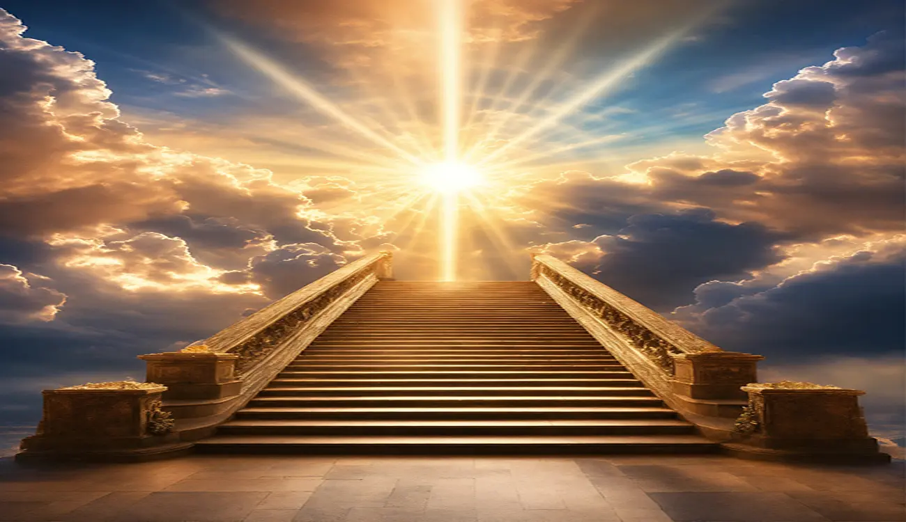 An depiction of a stairway to heaven.